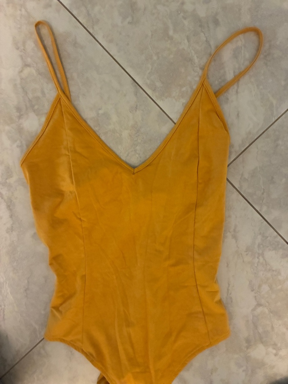 Women's Mustard Yellow Spaghetti-Strap Bodysuit